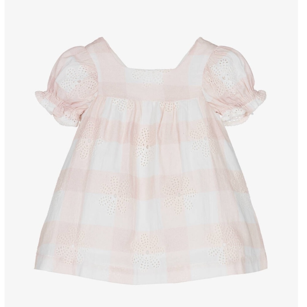 TARTINE ET CHOCOLAT checked broderie anglaise dress